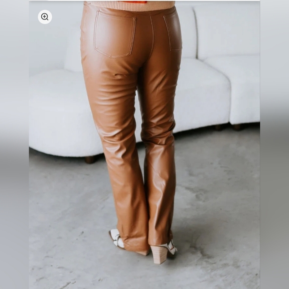 NWT Reina Faux Leather Pants | Mulla | coffee tan Msrp: $72 - Picture 3 of 9